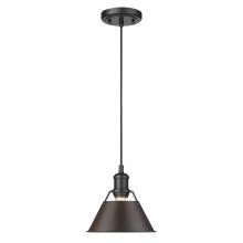  3306-S BLK-RBZ - Orwell BLK Small Pendant - 7" in Matte Black with Rubbed Bronze shade